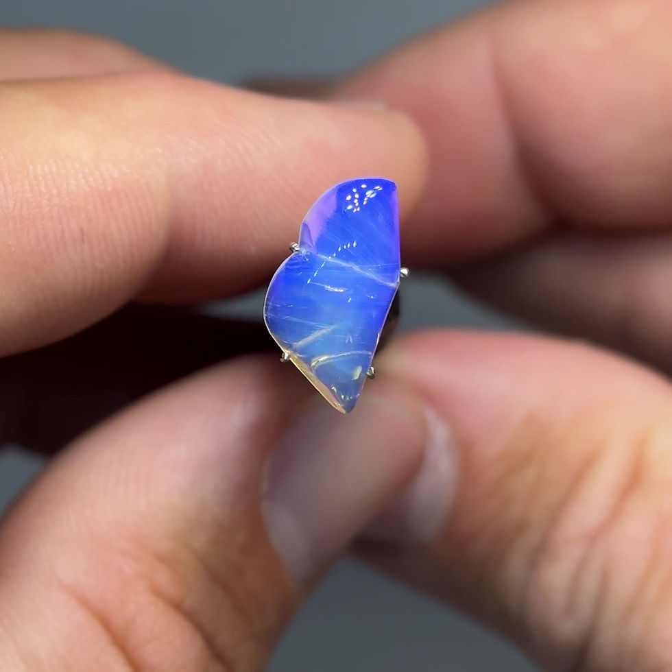 Thumbnail: Polished Solid Blue Australian White Cliffs Chrysalis Opal Stone