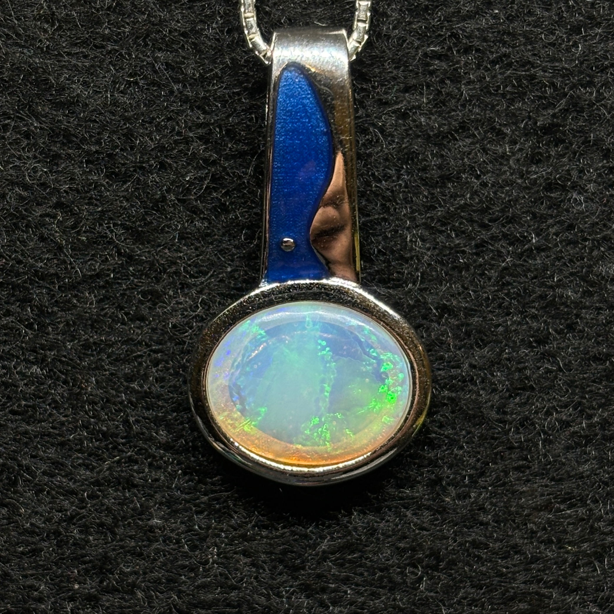 Australian Lambina Spider Web Opal Pendant Necklace