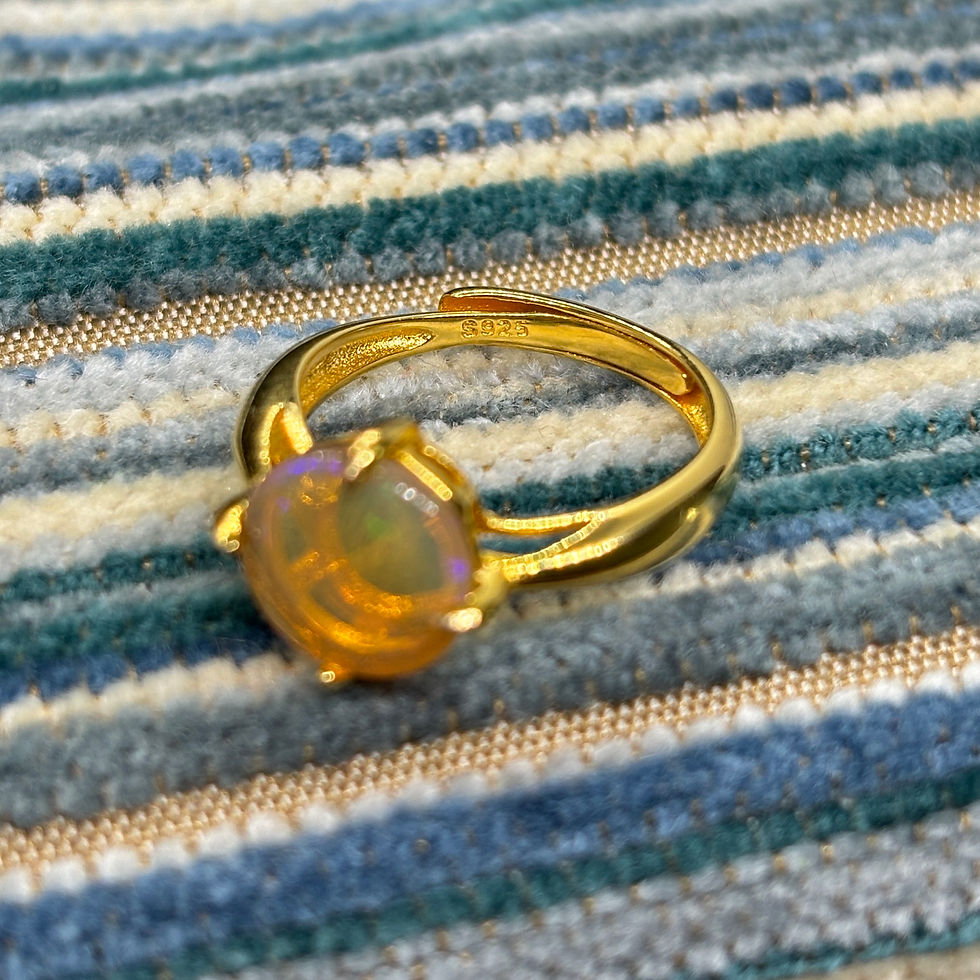 Thumbnail: Absolutely Stunning Rainbow Galaxy 4-Prong 18k Gold Luxury Crystal Opal Ring