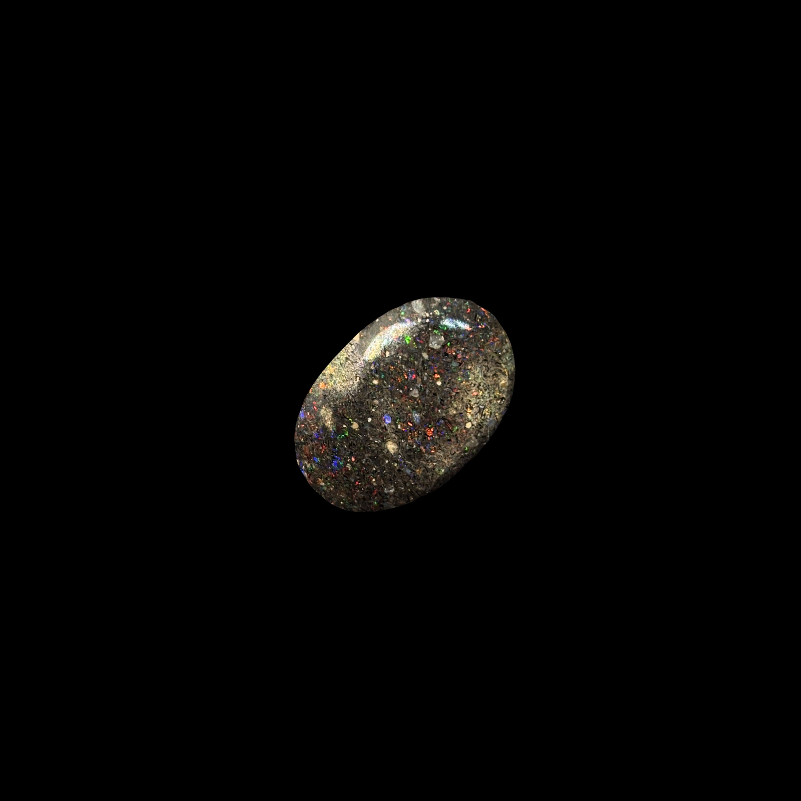 Polished Black Tablon Honduran Color Dust Opal Stone