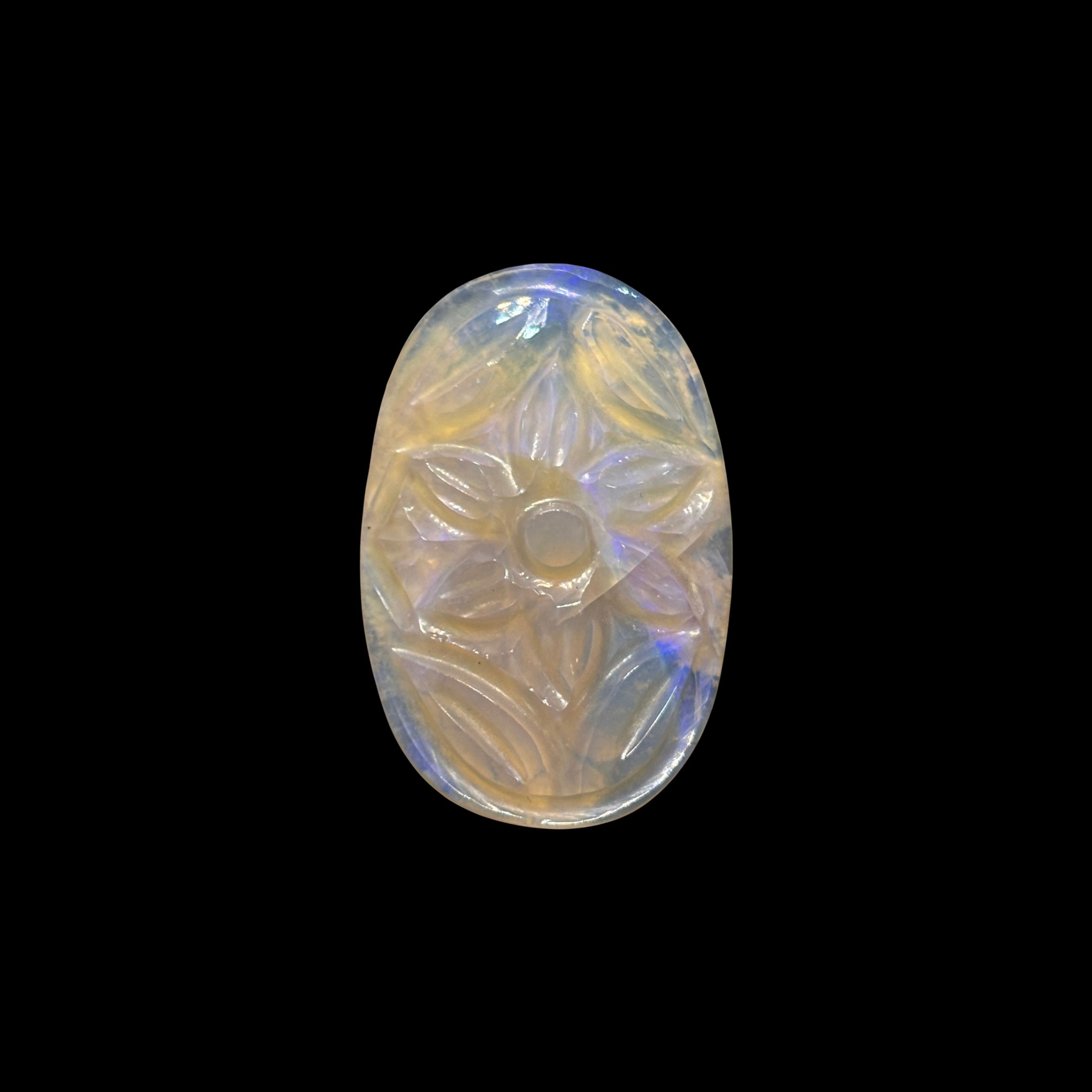 Polished Australian White Cliffs Hopeful Flower Opal Stone Carving