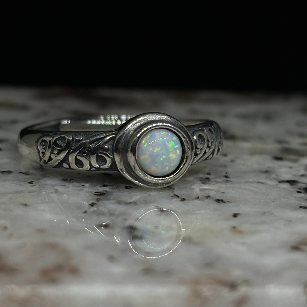 Thumbnail: Custom Celtic Design With Full Kaleidoscope Coober Pedy Opal Adjustable Ring