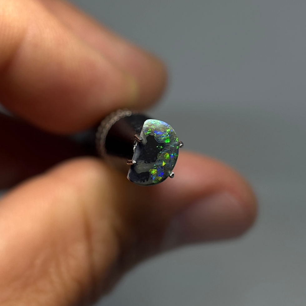 Thumbnail: Polished Australian Lightning Ridge Arc Opal Stone