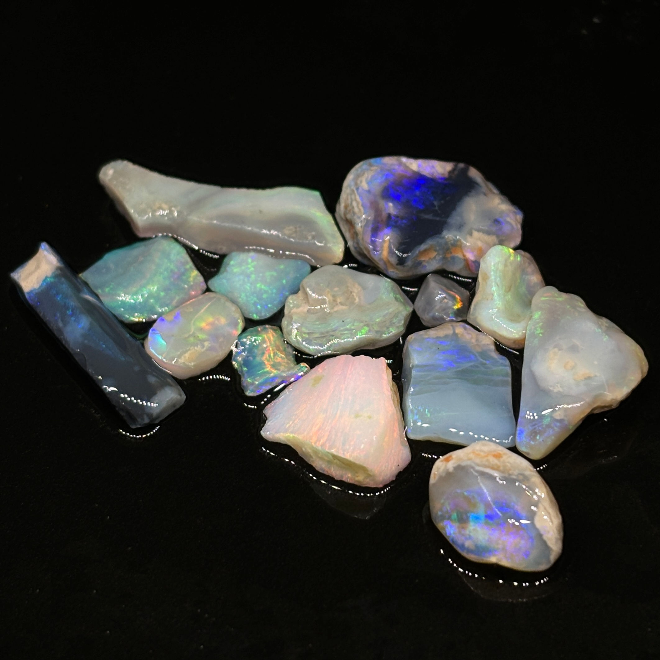 Assortment Of Australian Lightning Ridge Opal Cutting Material For Cabochons