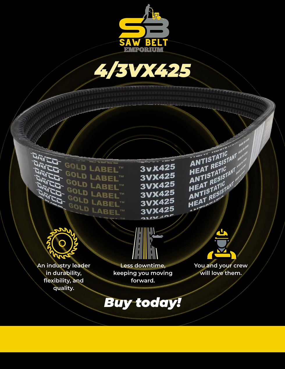 Thumbnail: 4/3VX425 V-Belt Replacement Specs