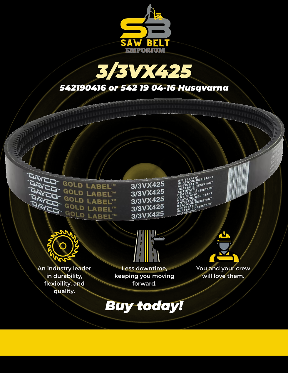 Thumbnail: 3/3VX425 V-Belt Replacement Specs