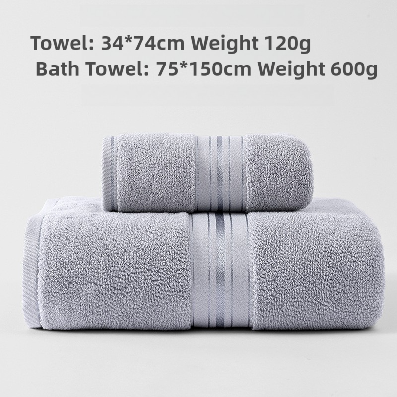 Grey Luxury Cotton Towel Set(Towel + Bath Towel) - Quick Dry, Extra Thick & Abso