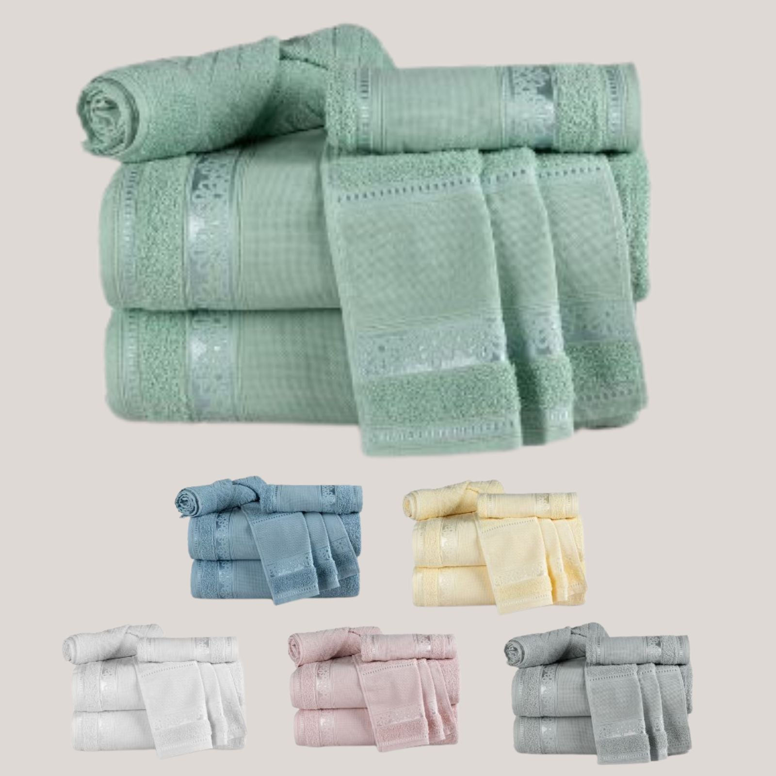 5-Piece Cotton Towel Set Atelier – Embroidery Ready Bath, Hand & Bath Mat 400 GS