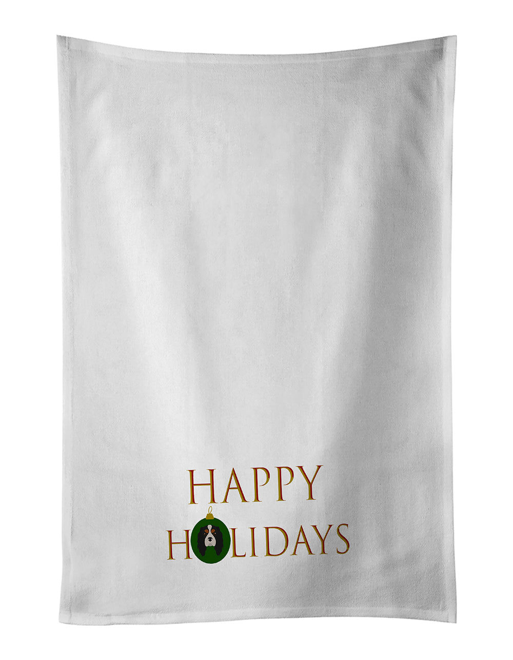Cavalier King Charles Spaniel - Dog Face Happy Holidays Christmas Kitchen Towel