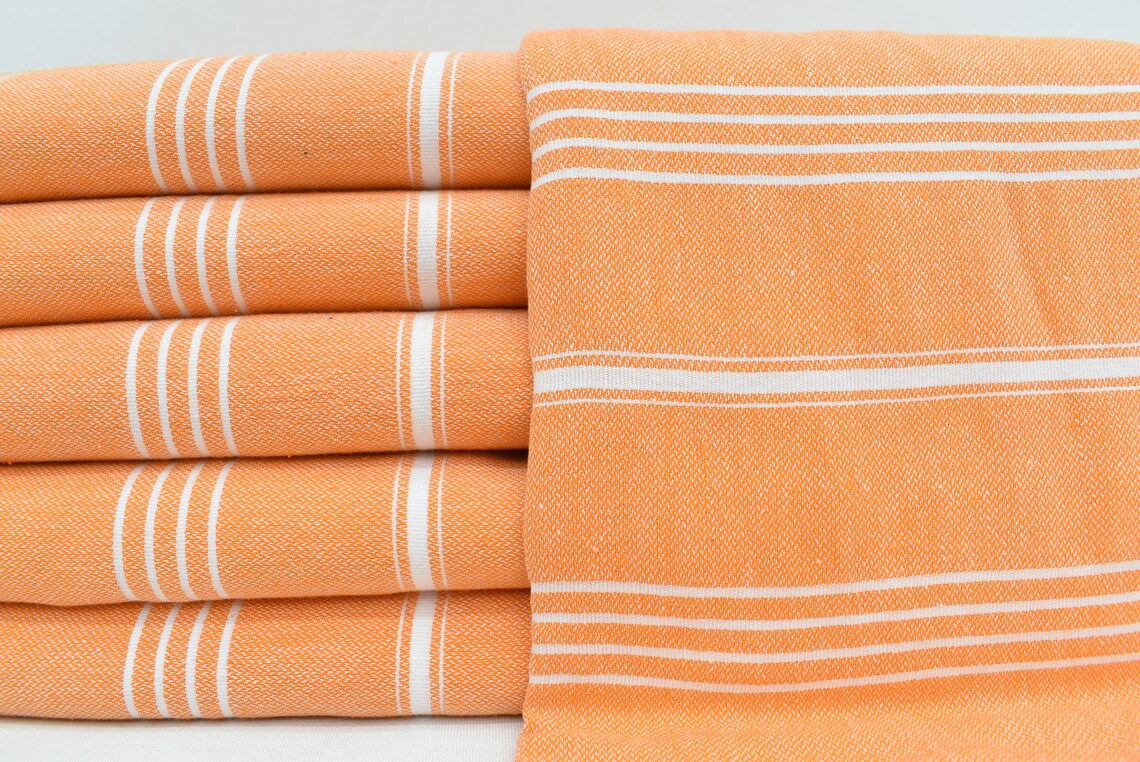 Orange Monaco Turkish Towel β Lightweight Quick Dry Beach & Bath Towel, Luxury T