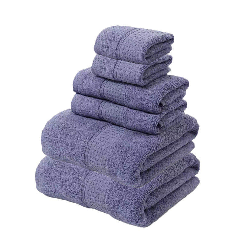 NNEDSZ Purple Luxury 6-Piece 100% Cotton Towel Set - 2 Bath Towels, 2 Hand Towel