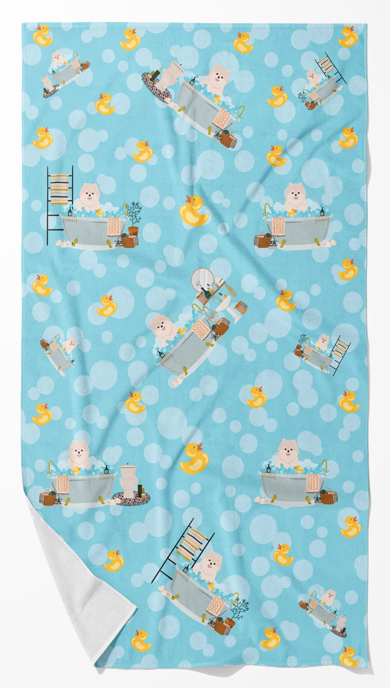 White Pomeranian Bath Towel Large