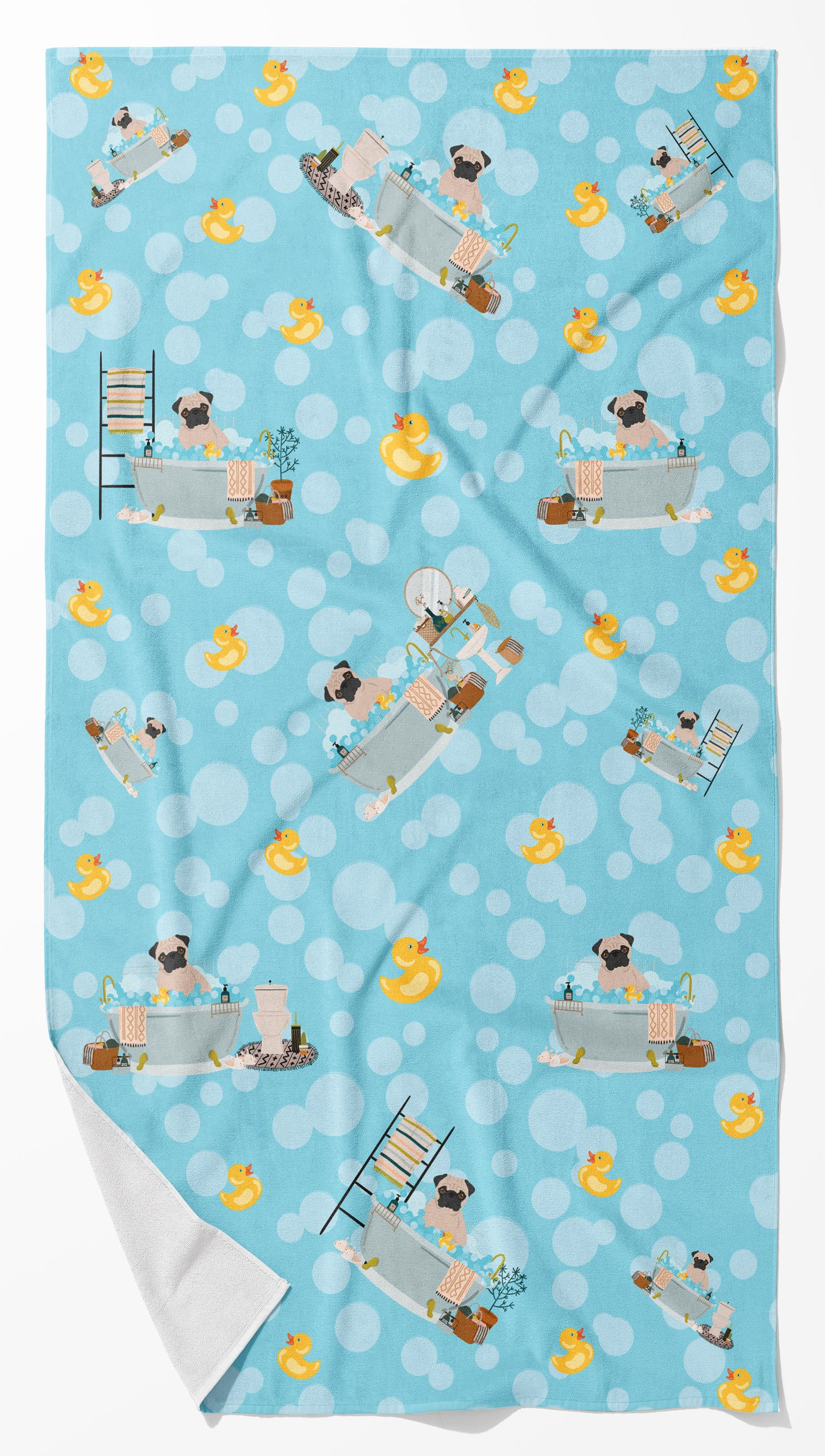 Fawn Pug Bath Towel Large