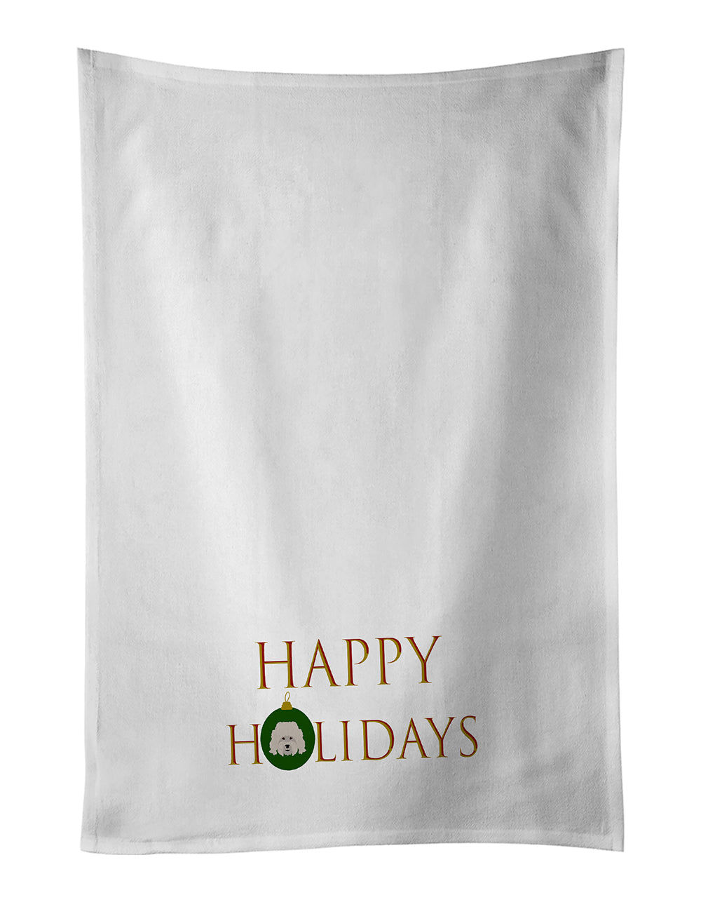 Bolognese - Dog Face Happy Holidays Christmas Kitchen Towel Set of 2