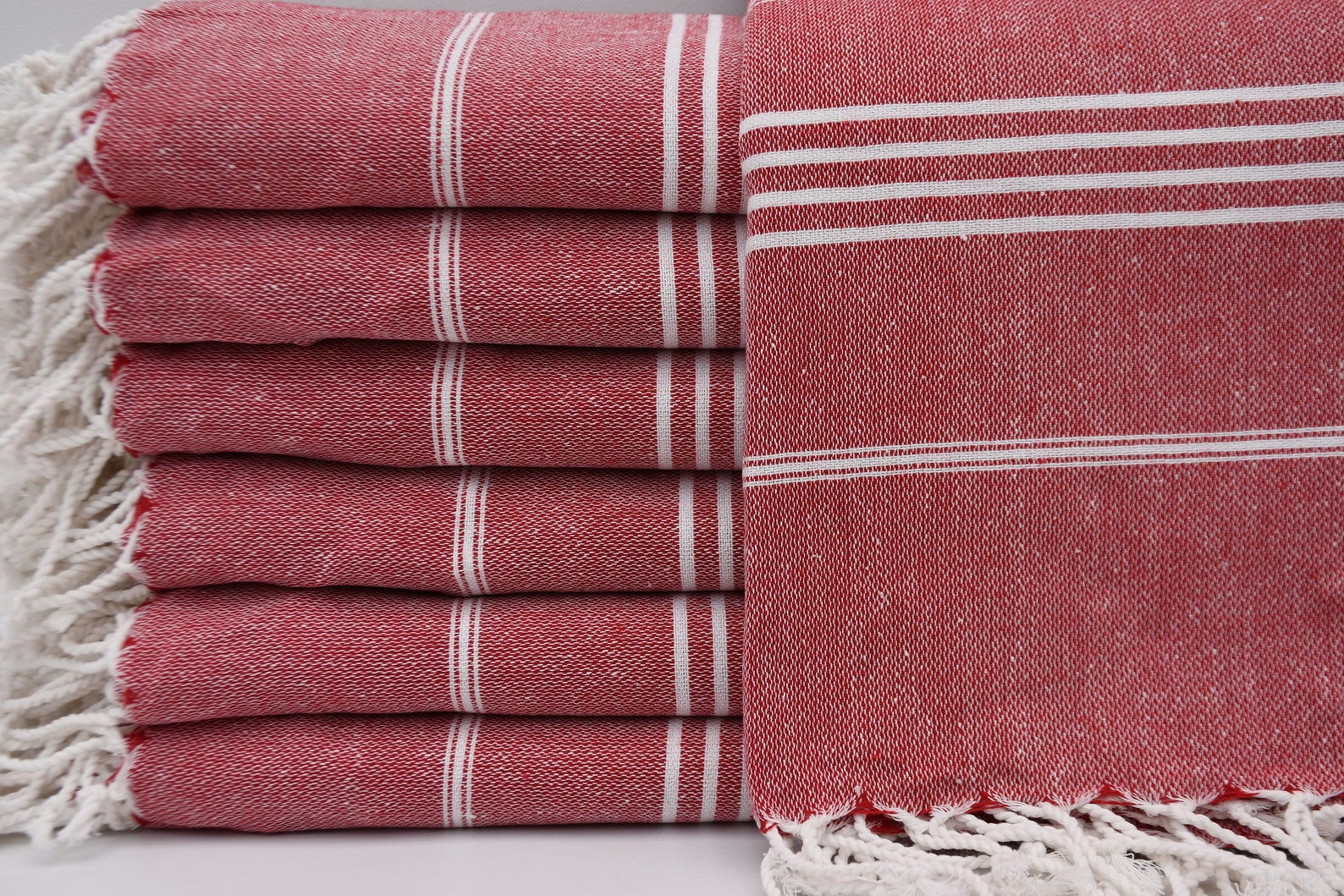 Red Monaco Turkish Towel β Lightweight Quick Dry Beach & Bath Towel, Luxury Turk