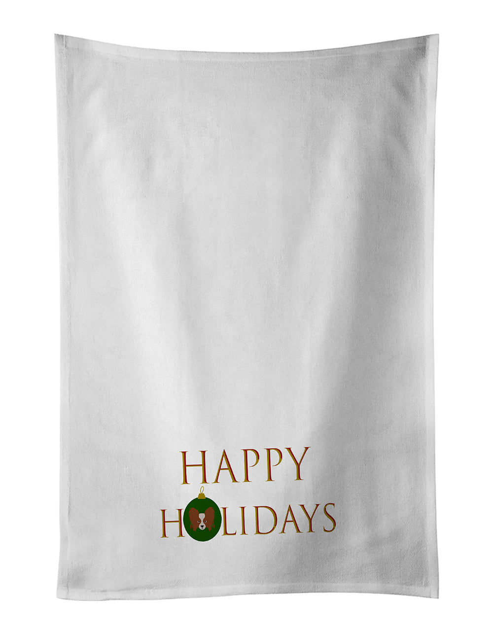 Papillon - Dog Face Happy Holidays Christmas Kitchen Towel Set of 2
