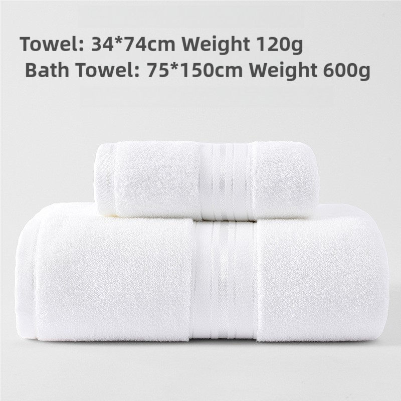 NNEDSZ White Cotton Towel Set(Towel + Bath Towel) - Quick Dry, Extra Thick & Abs