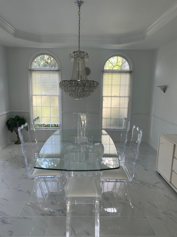 Dining Room Chandelier over table.