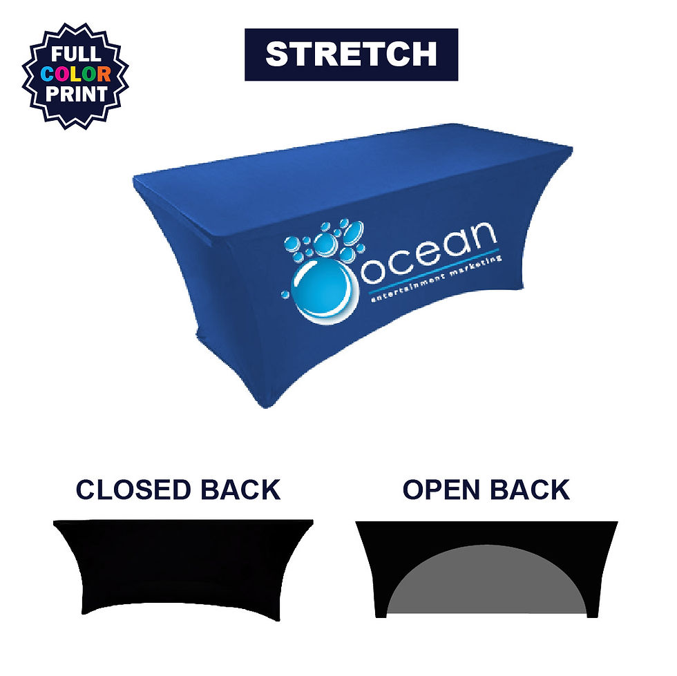 Thumbnail: Stretch table cover options:  closed back and open back
