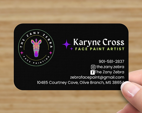 The Zany Zebra Business Card Back