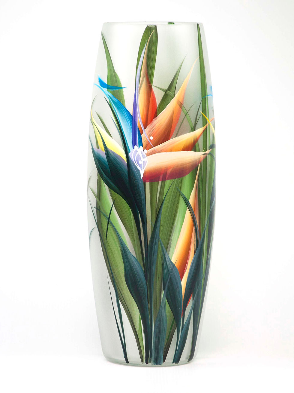 Handmade Boho World Glass Vase - Ikebana Strelitzia Flower Oval