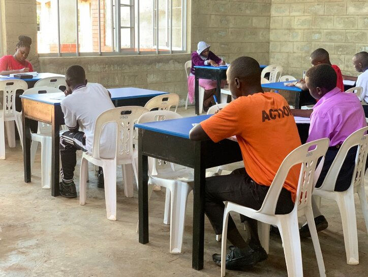 Students studying at their new High School in Uganda