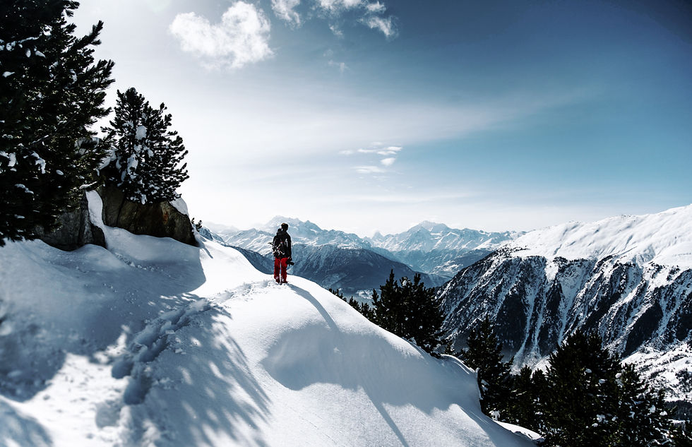 Traveler overlooking mountain