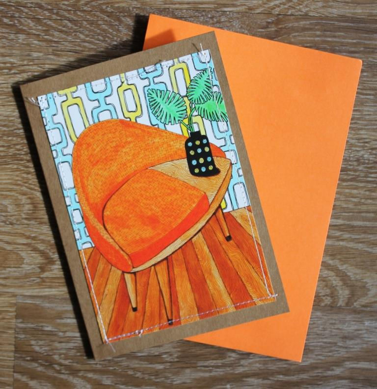 Orange Telephone Table - RAW Greeting Card