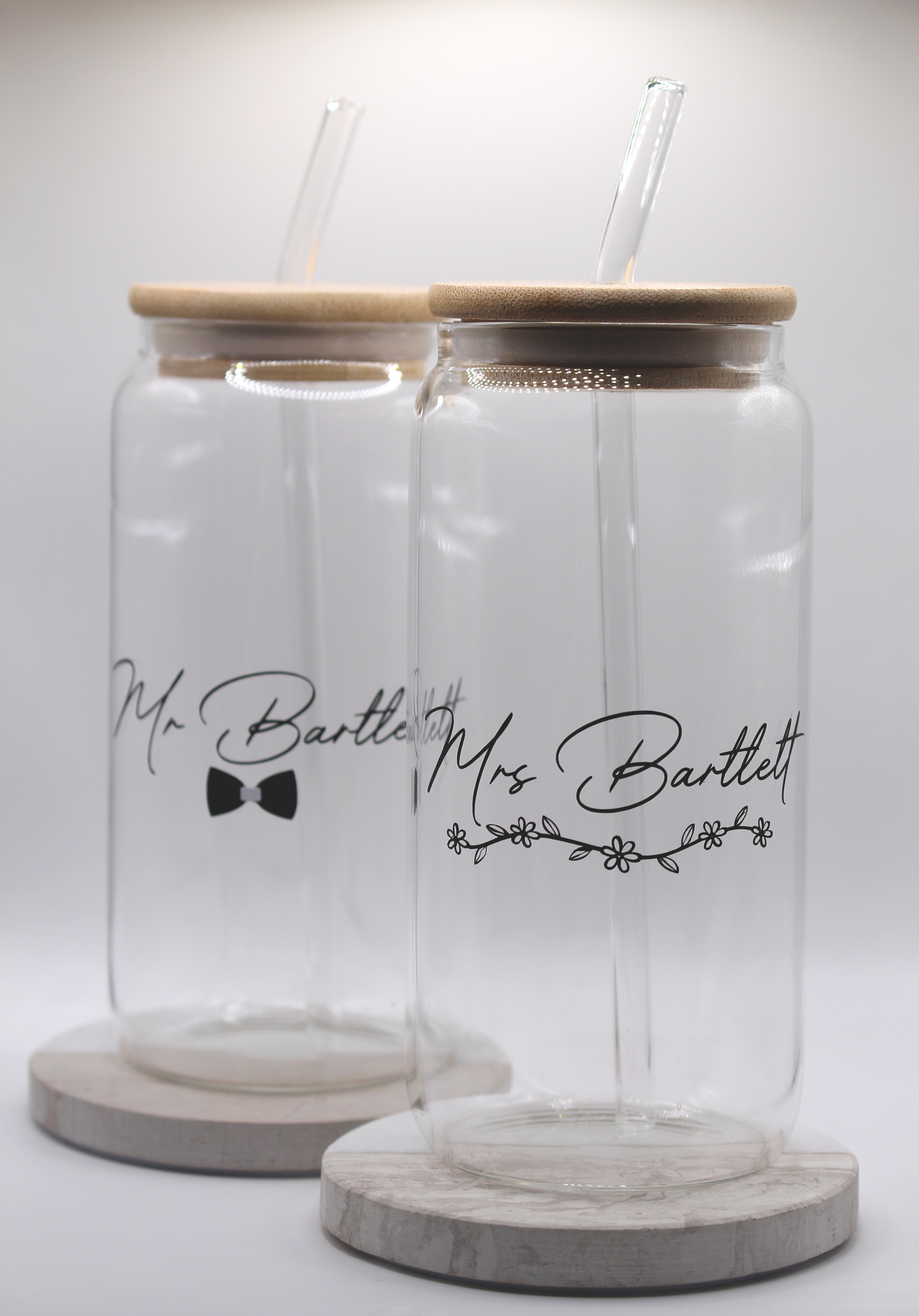 Personalised Bride & Groom Glass Tumblers