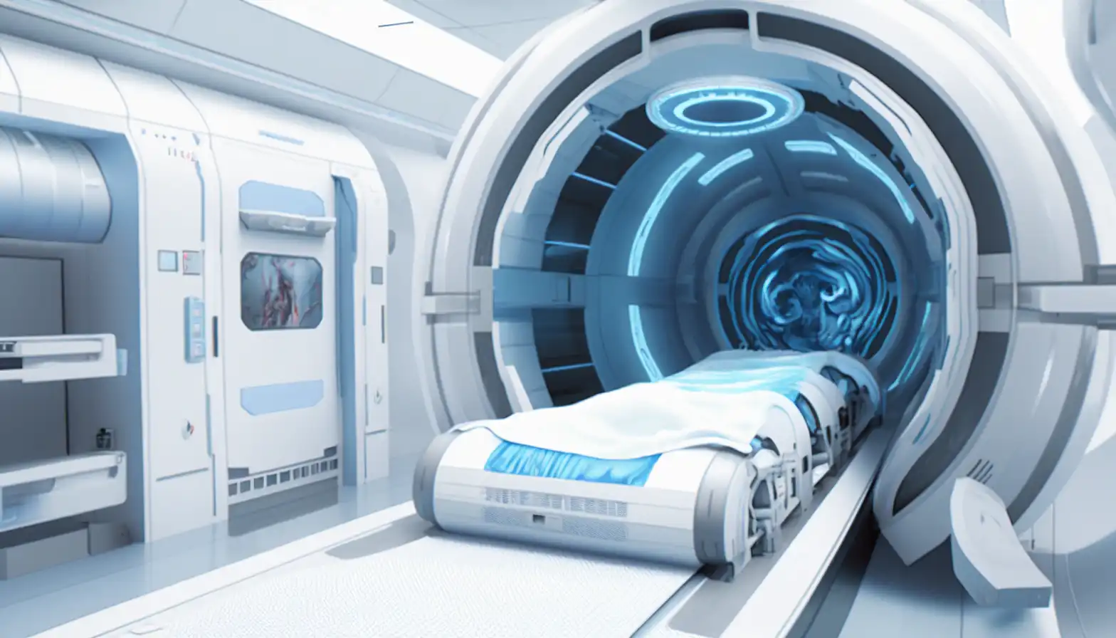 Medical scanner in futuristic hospital environment