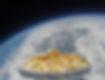 Fish and chips in space with Earth in the background