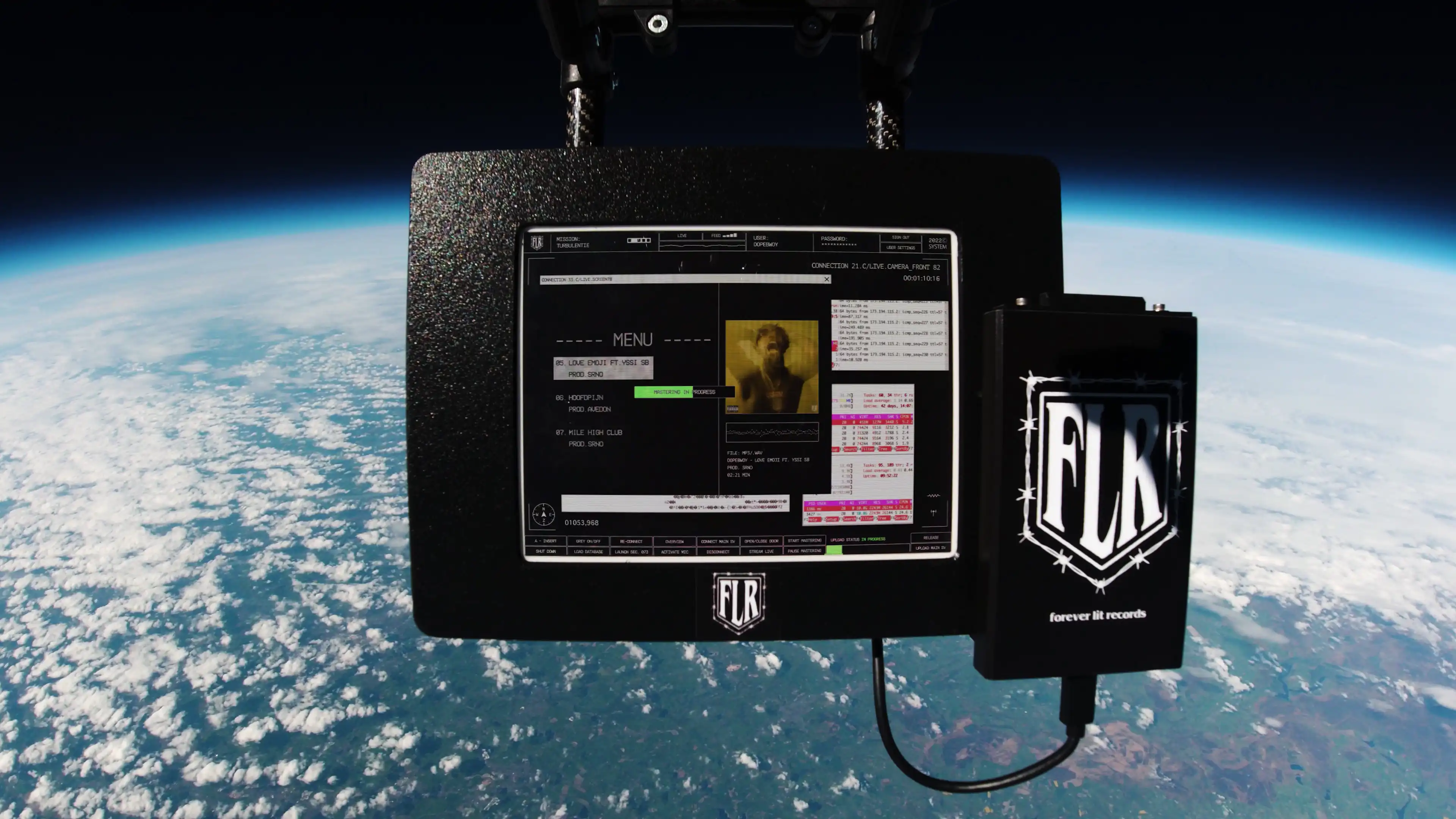 Screen depicting the process of mastering an album in space
