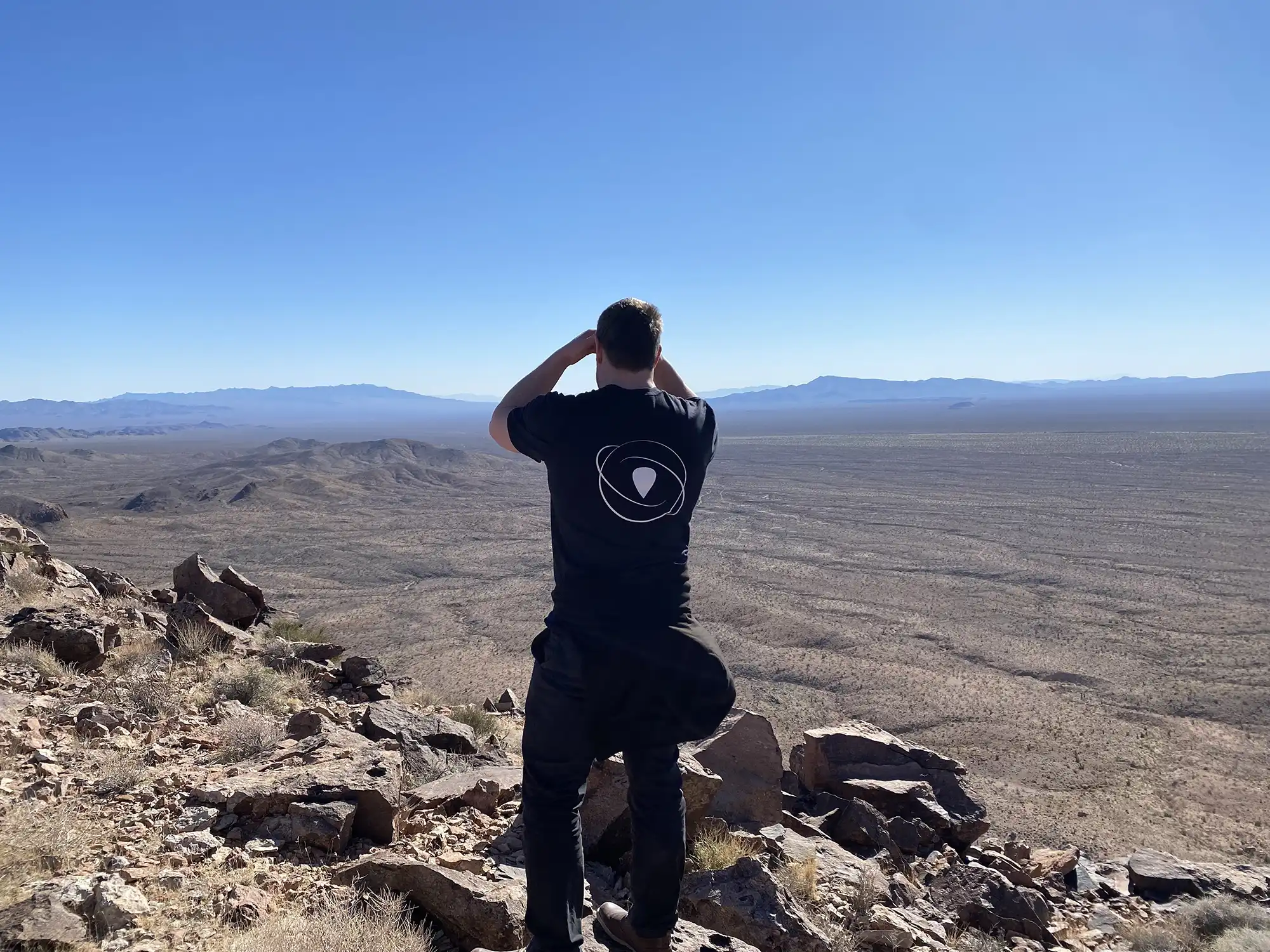Sent Into Space recovery team member looking out over the Nevada desert