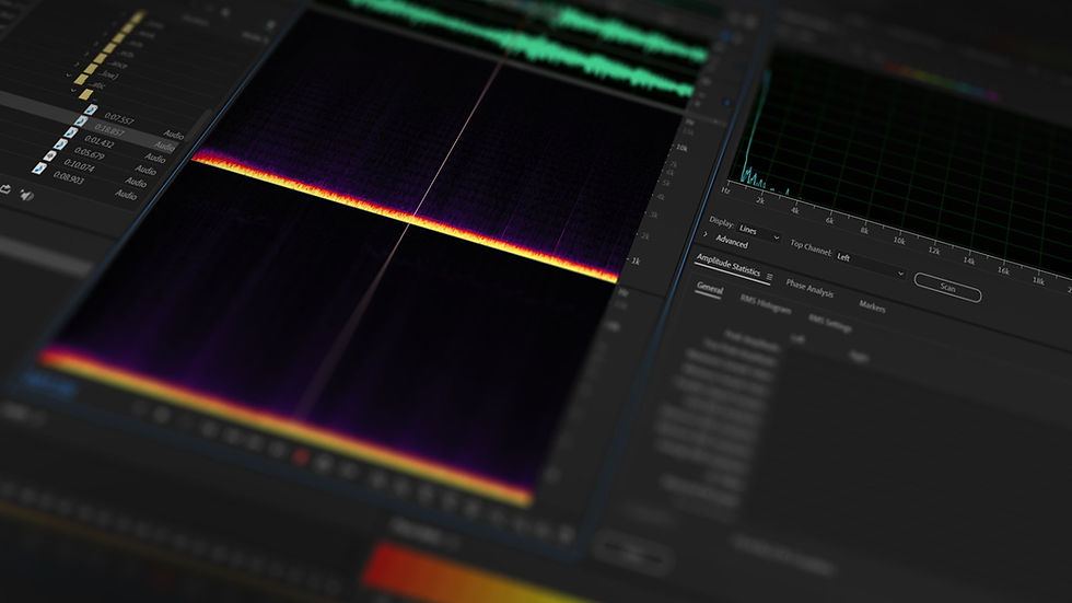 Sound design editing software on a screen.