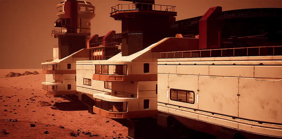 Artists rendition of a colony on Mars