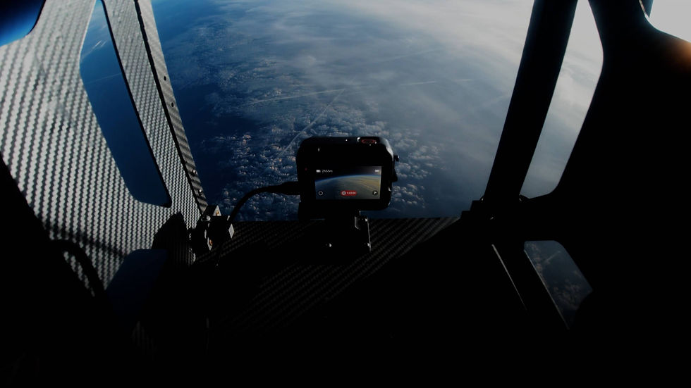Camera filming in space attached to spacecraft looking down at planet Earth.