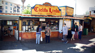 Cielito Lindo on Olvera Street in Los Angeles serving taquitos and traditional Mexican food