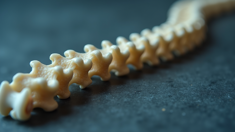 Close-up view of several spinal discs arranged for educational purposes
