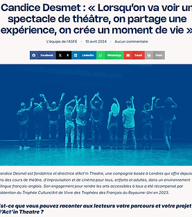 Lorsqu’on va voir un spectacle de théâtre, on partage une expérience, on crée un moment de