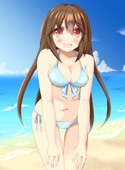 真夏の海辺の女の子