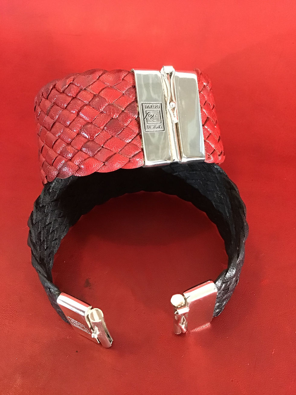Thumbnail: 12 strand leather cuff with sterling silver side lock