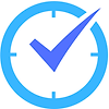 An icon of a clock with a tick on the face