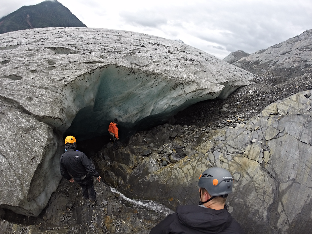 Descending into the ice cave