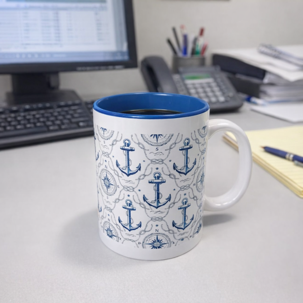 Miniaturbild: Maritime Tasse mit blauem Ankerdesign als Geschenkidee