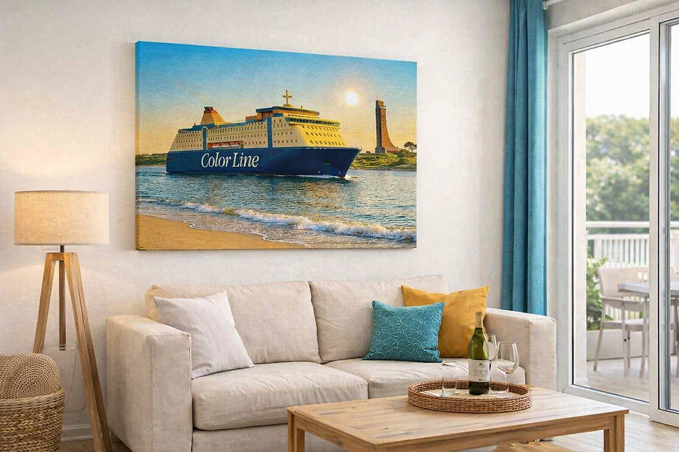 Impressionistisches Leinwandbild der Color Line mit Küstenlandschaft