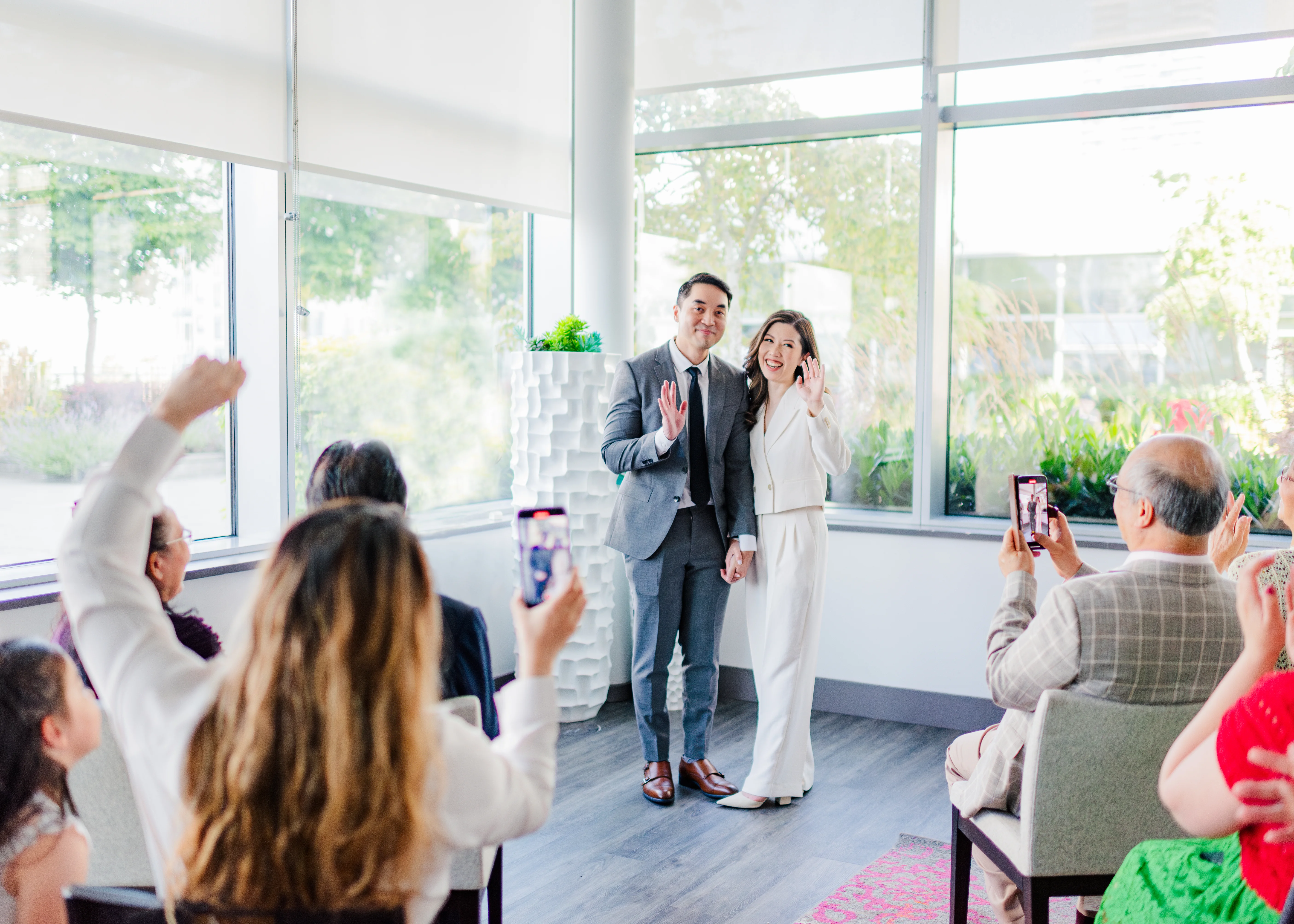 candid laughter in a civil wedding ceremony in Burnaby, B.C.