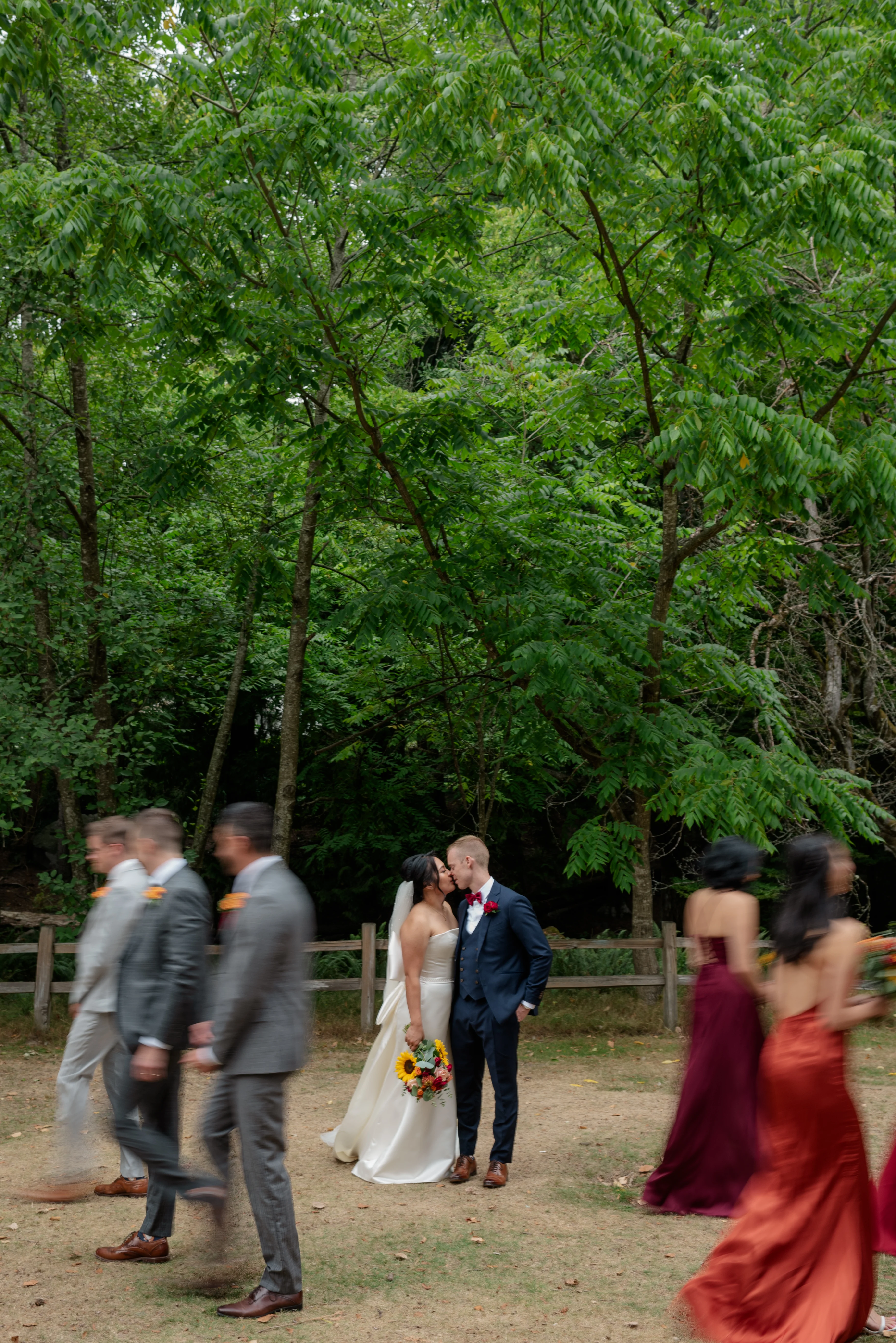Mismatched bridesmaids’ dresses 