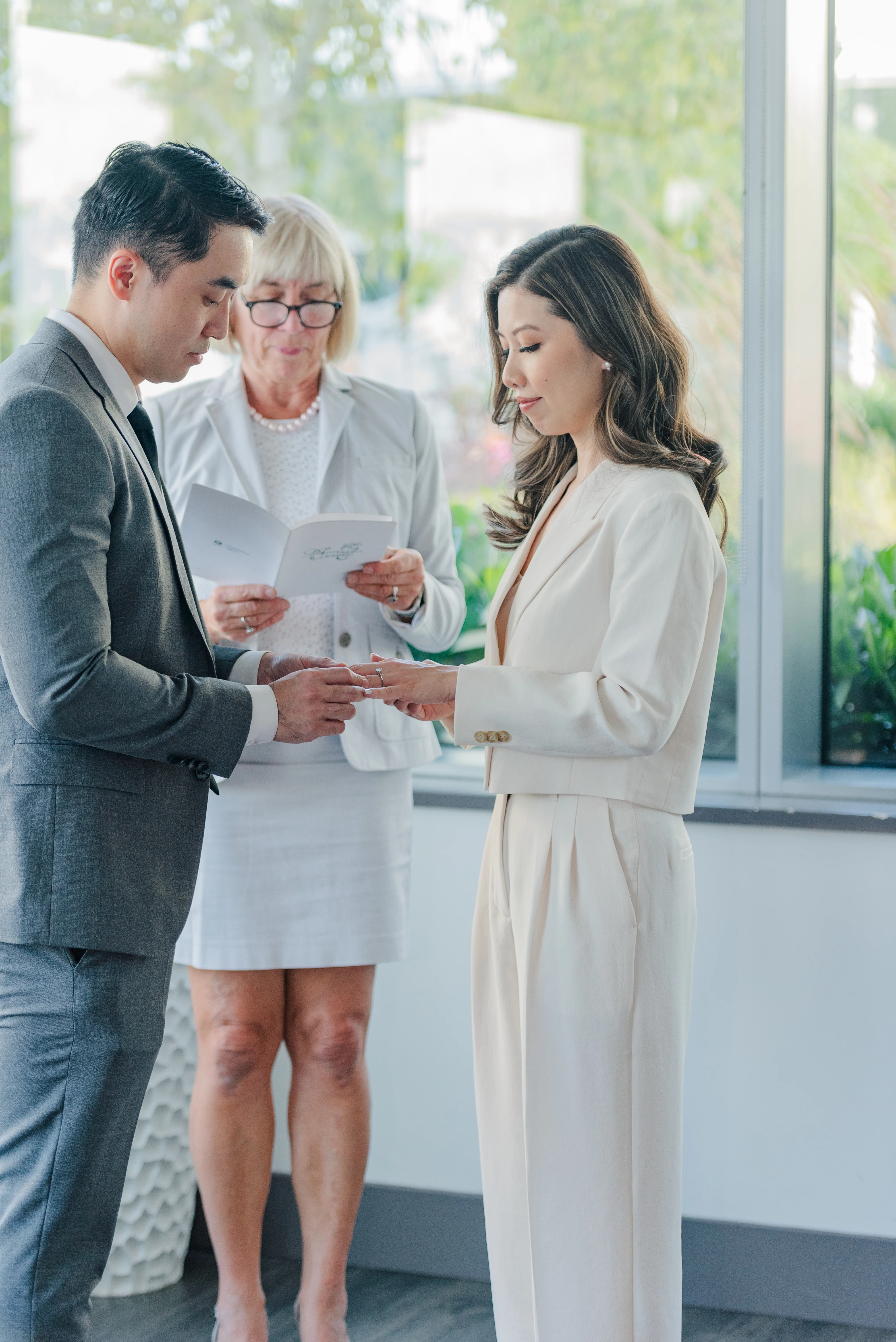 ring exchange in a civil wedding ceremony in Burnaby, B.C.