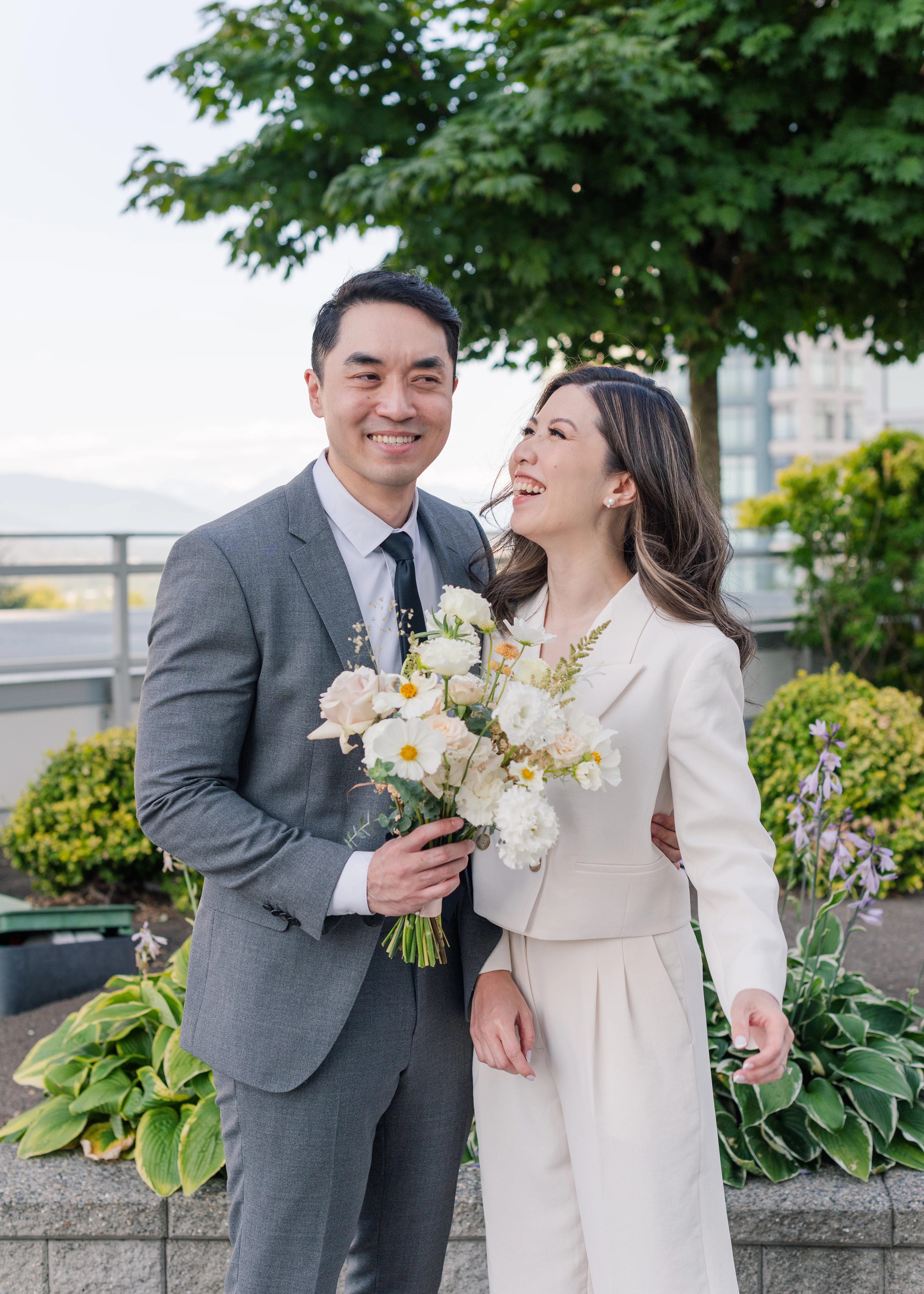 bride and groom romantic portraits after civil ceremony in Vancouver, B.C. 