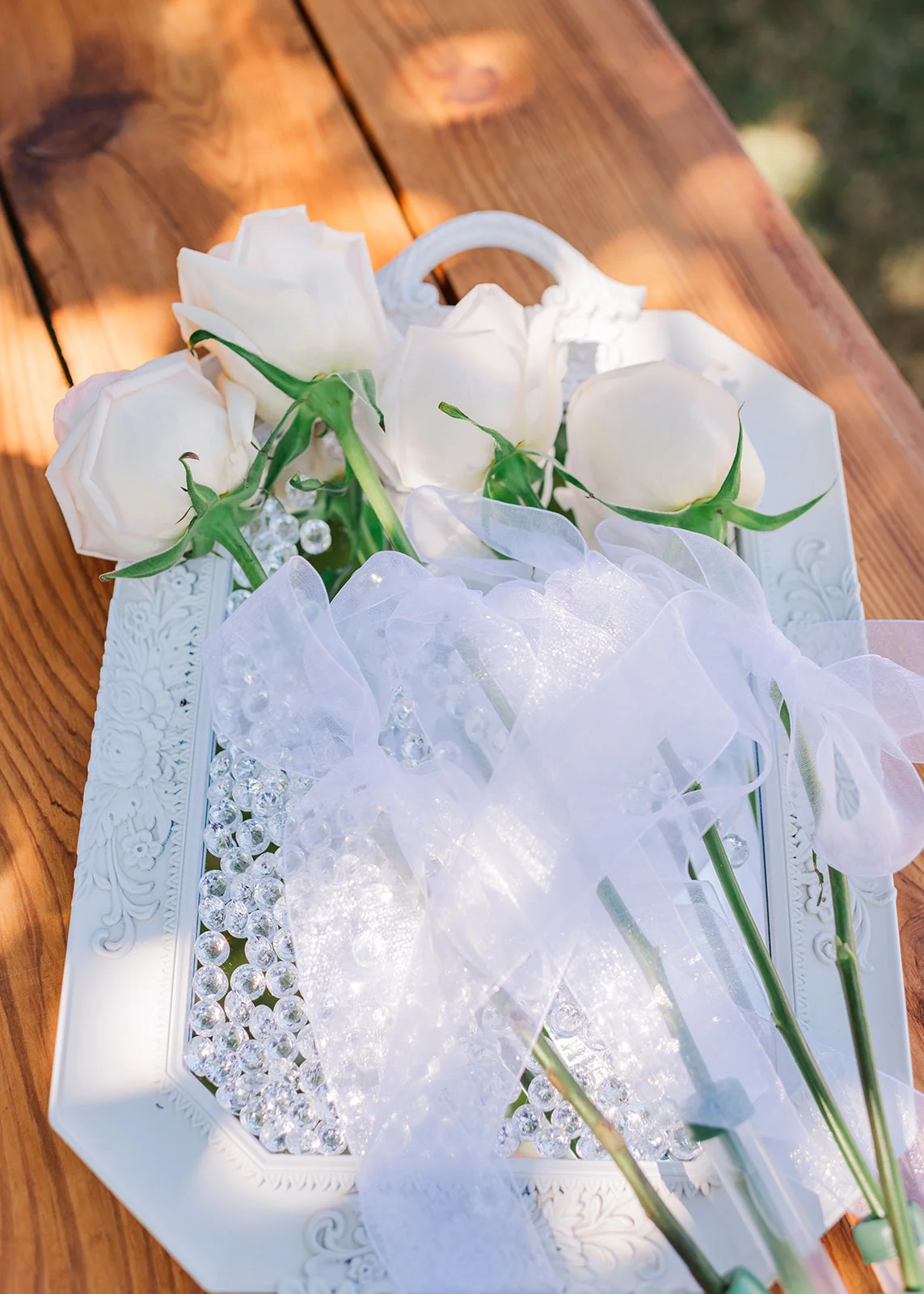 white roses for a summer backyard wedding in mission, british columbia